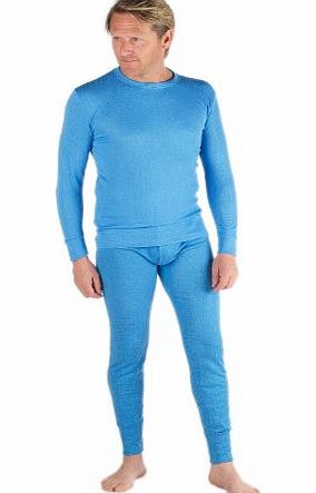 Mens Thermal Underwear Set Long Sleeve Vest & Long Johns [Thermals] (Blue, Large: To Fit Chest 40-42 Inches 102-107 Cms)